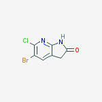 5-Bromo-6-chloro-1,3-dihydro-2H-pyrrolo[2,3-b]pyridin-2-one结构式