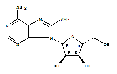 Structure of 8-(methylsulfanyl)-9-pentofuranosyl-9H-purin-6-amine