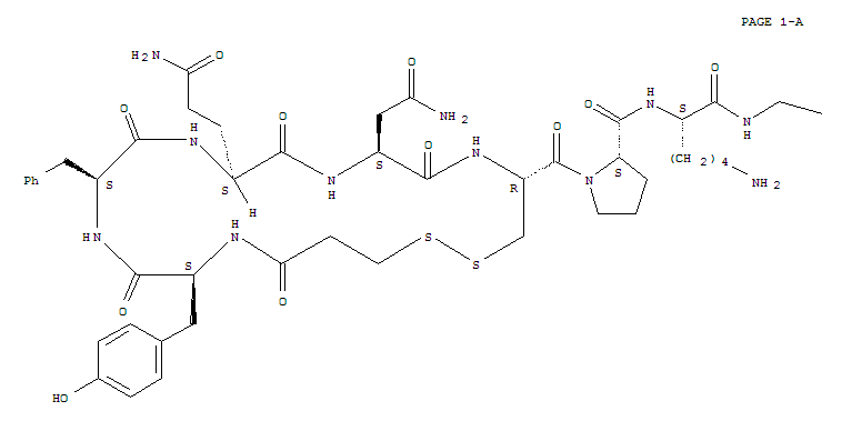Structure of Glycinamide,N-(3-mercapto-1-oxopropyl)-L-tyrosyl-L-phenylalanyl-L-glutaminyl-L-asparaginyl-L-cysteinyl-L-prolyl-L-lysyl-,cyclic (1®5)-disulfide