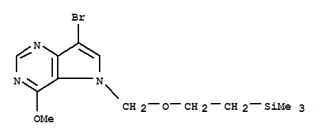 Structure of 5H-Pyrrolo3,2-dpyrimidine, 7-bromo-4-methoxy-5-2-(trimethylsilyl)ethoxymethyl-