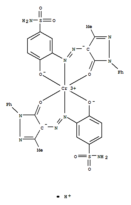 Structure of hydrogen bis[3-[(4,5-dihydro-3-methyl-5-oxo-1-phenyl-1H-pyrazol-4-yl)azo]-4-hydroxybenzene-1-sulphonamidato(2-)]chromate(1-)