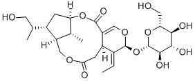 4-Ethylidene-3-(β-D-glucopyranosyloxy)-3,4,4a,5,9,10,11,12-octahydro-10-(2-hydroxy-1-methylethyl)-15-methyl-9,12-methano-6H,8H,14H-pyrano[3,4-c][1,7]dioxacyclododecin-6,14-dione结构式