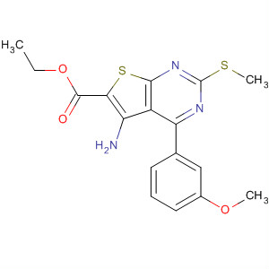 Thieno[2,3-d]pyrimidine-6-carboxylic acid,5-amino-4-(3-methoxyphenyl)-2-(methylthio)-, ethyl ester结构式
