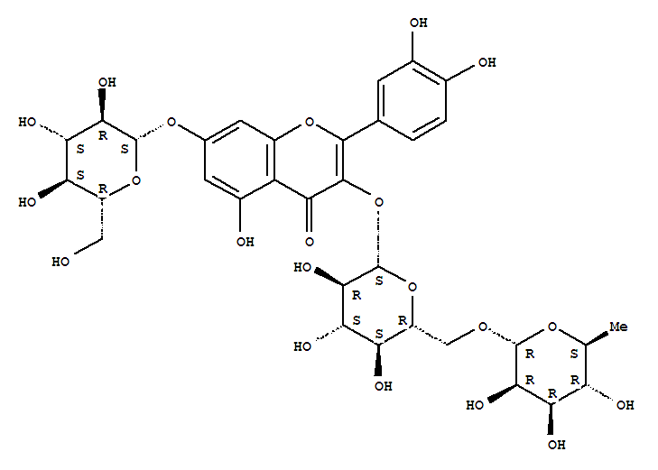 Structure of 4H-1-Benzopyran-4-one,3-[[6-O-(6-deoxy-a-L-mannopyranosyl)-b-D-glucopyranosyl]oxy]-2-(3,4-dihydroxyphenyl)-7-(b-D-glucopyranosyloxy)-5-hydroxy-