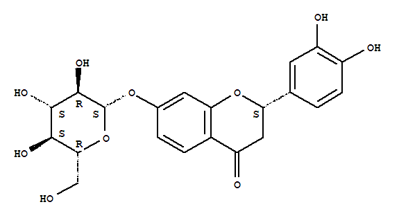 (2S)-2-(3,4-dihydroxyphenyl)-4-oxo-3,4-dihydro-2H-chromen-7-yl beta-D-glucopyranoside结构式