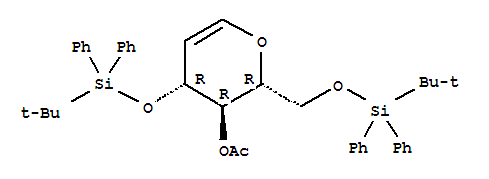 4-O-乙酰基-3,6-二-O-(叔丁基二苯基甲硅烷基)-D-葡萄烯糖结构式