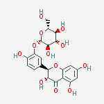 (2r,3r)-3,5,7-trihydroxy-2-[4-hydroxy-3-[(2s,3r,4s,5s,6r)-3,4,5-trihydroxy-6-(hydroxymethyl)oxan-2-yl]oxyphenyl]-2,3-dihydrochromen-4-one结构式