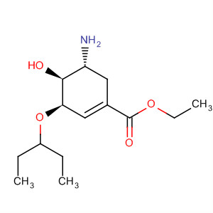Structure of 1-Cyclohexene-1-carboxylic acid,5-amino-3-(1-ethylpropoxy)-4-hydroxy-, ethyl ester, (3R,4S,5R)-