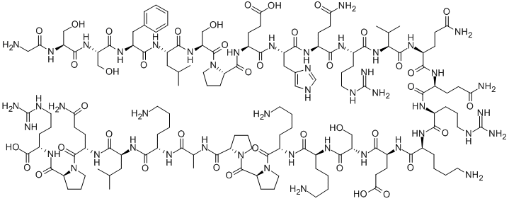 H-GLY-SER-SER-PHE-LEU-SER-PRO-GLU-HIS-GLN-ARG-VAL-GLN-GLN-ARG-LYS-GLU-SER-LYS-LYS-PRO-PRO-ALA-LYS-LEU-GLN-PRO-ARG-OH结构式