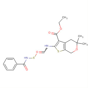 Structure of 5H-Thieno[2,3-c]pyran-3-carboxylic acid,2-[[(benzoylamino)thioxomethyl]amino]-4,7-dihydro-5,5-dimethyl-, ethylester