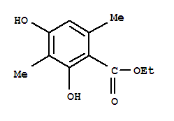 Ethyl 2,4-dihydroxy-3,6-dimethylbenzoate结构式