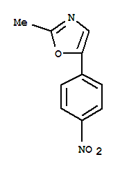 Structure of oxazole, 2-methyl-5-(4-nitrophenyl)-