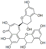 1-[(2S,3S)-3,4-Dihydro-3,5,7-trihydroxy-2H-1-benzopyran-2-yl]-8-[(2R,3S)-3,4-dihydro-3,5,7-trihydroxy-2H-1-benzopyran-2-yl]-3,4,6-trihydroxy-5H-benzocyclohepten-5-one结构式
