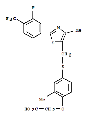 {4-[({2-[3-Fluoro-4-(trifluoromethyl)phenyl]-4-methyl-1,3-thiazol-5-yl}methyl)sulfanyl]-2-methylphenoxy}acetic acid结构式