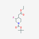 Structure of tert-butyl 4-(2-ethoxy-2-oxoethyl)-3-fluoropiperidine-1-carboxyl