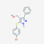 [5-(4-bromophenyl)sulfanyl-1-methyl-3-phenylpyrazol-4-yl]methanol结构式