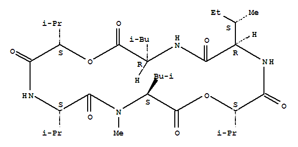 Cyclo(L-Hmb-D-aIle-D-Leu-L-Hmb-L-Val-N-methyl-L-Leu-) 的化学结构式