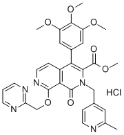 Structure of 1,2-DIHYDRO-2-[(2-METHYL-4-PYRIDINYL)METHYL]-1-OXO-8-(2-PYRIMIDINYLMETHOXY)-4-(3,4,5-TRIMETHOXYPHENYL)-2,7-NAPHTHYRIDINE-3-CARBOXYLIC ACID METHYL ESTER HYDROCHLORIDE