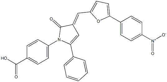 Structure of Benzoic acid,4-[2,3-dihydro-3-[[5-(4-nitrophenyl)-2-furanyl]methylene]-2-oxo-5-phenyl-1H-pyrrol-1-yl]-