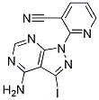 Structure of 2-(4-amino-3-iodo-1H-pyrazolo[3,4-d]pyrimidin- 1-yl)-pyridin-3-yl cyanide