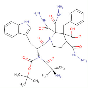 3-Piperidinecarboxylic acid,1-[N-[(1,1-dimethylethoxy)carbonyl]-2-methylalanyl-D-tryptophyl]-3-(phenylmethyl)-, trimethylhydrazide, (3R)-结构式