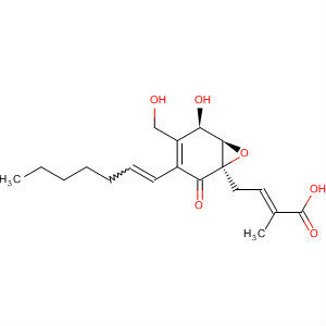 Structure of 2-Butenoic acid,4-[(1R,5R,6R)-3-(1E)-1-heptenyl-5-hydroxy-4-(hydroxymethyl)-2-oxo-7-oxabicyclo[4.1.0]hept-3-en-1-yl]-2-methyl-, (2E)-