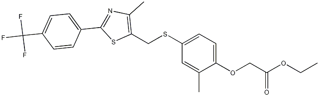 Structure of 2-[2-Methyl-4-[[[4-methyl-2-[4-(trifluoromethyl)phenyl]-5-thiazolyl]methyl]thio]phenoxy]acetic acid ethyl ester