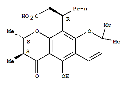 Structure of (7S,βR)-7,8-Dihydro-5-hydroxy-2,2,7β,8α-tetramethyl-6-oxo-β-propyl-2H,6H-benzo[1,2-b:5,4-b]dipyran-10-propanoic acid