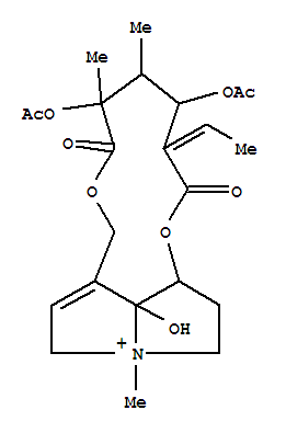 (12ξ,13ξ)-12,14-Diacetoxy-8-hydroxy-4-methyl-11,16-dioxosenecionan-4-ium结构式