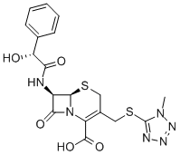 Structure of 7-[(2-Hydroxy-2-phenylacetyl)amino]-3-[(1-methyltetrazol-5-yl)sulfanylmethyl]-8-oxo-5-thia-1-azabicyclo[4.2.0]oct-2-ene-2-carboxylic acid