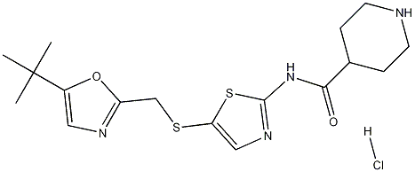 Structure of N-[5-[[[5-(1,1-Dimethylethyl)-2-oxazolyl]methyl]thio]-2-thiazolyl]-4-piperidinecarboxamide hydrochloride
