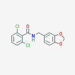 N-(1,3-苯并二氧杂环戊烯-5-基甲基)-2,6-二氯苯甲酰胺结构式