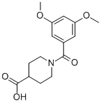 Chemical structure of 1-(3,5-dimethoxybenzoyl)piperidine-4-carboxylic acid