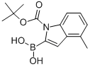 Structure of 1H-Indole-1-carboxylic acid, 2-borono-4-methyl-, 1-(1,1-dimethylethyl) ester