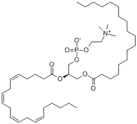 Chemical structure of 1-OCTADECANOYL-2-[(CIS,CIS,CIS,CIS)-5,8,11,14-EICOSATETRAENOYL]-SN-GLYCERO-3-PHOSPHOCHOLINE