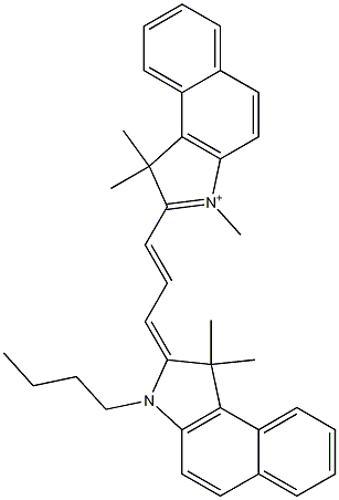 Structure of 2-[3-(3-Butyl-1,3-dihydro-1,1-dimethyl-2H-benz[e]indol-2-ylidene)-1-propen-1-yl]-1,1,3-trimethyl-1H-benz[e]indolium hexafluorophosphate(1-) (1:1)