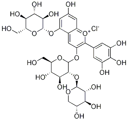 Structure of 5-(beta-D-Glucopyranosyloxy)-7-hydroxy-2-(3,4,5-trihydroxyphenyl)-3-[(2-O-beta-D-xylopyranosyl-D-glucopyranosyl)oxy]-1-benzopyrylium chloride