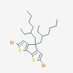 Chemical structure of 2,6-Dibromo-4,4-bis(2-ethylhexyl)-4H-cyclopenta[2,1-b:3,4-b']dithiophene