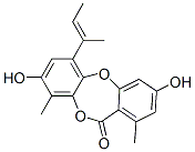 3,8-Dihydroxy-1,9-dimethyl-6-(1-methyl-1-propenyl)-11H-dibenzo[b,e][1,4]dioxepin-11-one结构式