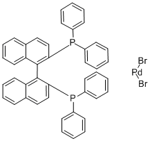 Structure of dibromo(2,2-bis(diphenylphosphino)-1,1-binaphthyl)palladium(II)
