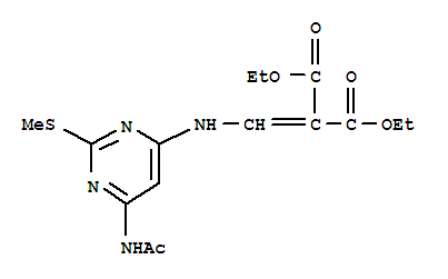 Structure of diethyl ({[6-(acetylamino)-2-(methylsulfanyl)pyrimidin-4-yl]amino}methylidene)propanedioate