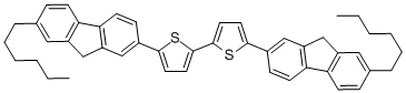 Structure of 2-(2-Hexyl-9H-fluoren-7-yl)-5-(5-(2-hexyl-9H-fluoren-7-yl)thiophen-2-yl)thiophene