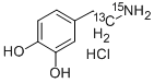 2-(3,4-DIHYDROXYPHENYL)ETHYL-1-13C-AMINE-15N旽CL结构式