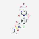 Structure of 2-chloro-4-fluoro-5-[3-methyl-2,6-dioxo-4-(trifluoromethyl)-3,6-dihydropyrimidin-1(2H)-yl]-N-[methyl(propan-2-yl)sulfamoyl]benzamide
