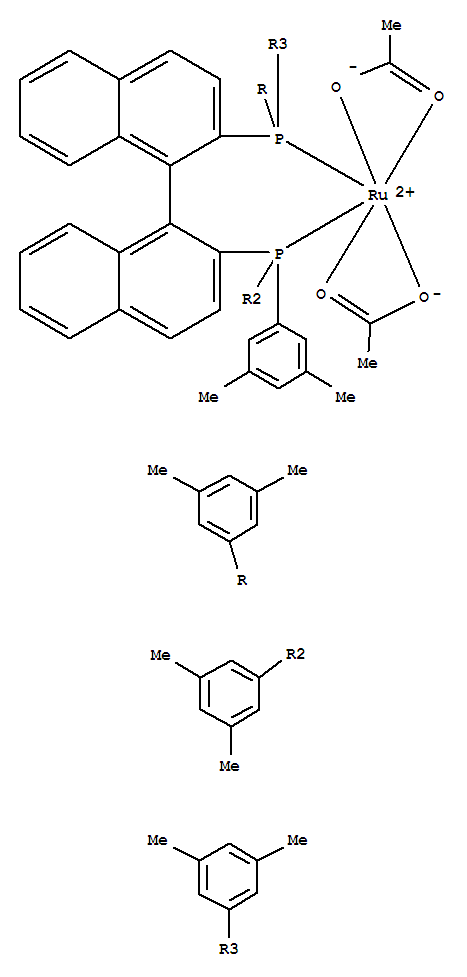 Structure of Diacetato{(R)-(+)-2,2-bis[di(3,5-xylyl)phosphino]-1,1-binaphthyl}ruthenium(II)