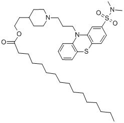 2-[1-[3-[2-[(dimethylamino)sulphonyl]-10H-phenothiazin-10-yl]propyl]piperidin-4-yl]ethyl palmitate结构式