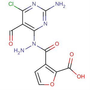 2-Furancarboxylic acid,2-(2-amino-6-chloro-5-formyl-4-pyrimidinyl)hydrazide结构式