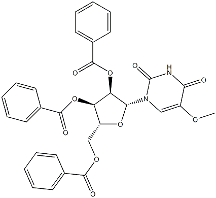 Structure of Uridine, 5-methoxy-, 2',3',5'-tribenzoate