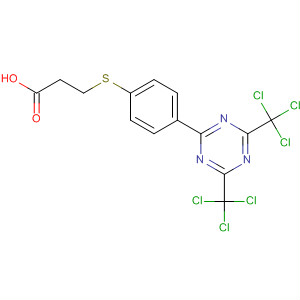 Structure of Propanoic acid,3-[[4-[4,6-bis(trichloromethyl)-1,3,5-triazin-2-yl]phenyl]thio]-