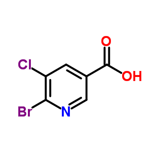 Structure of 3-pyridinecarboxylic acid, 6-bromo-5-chloro-